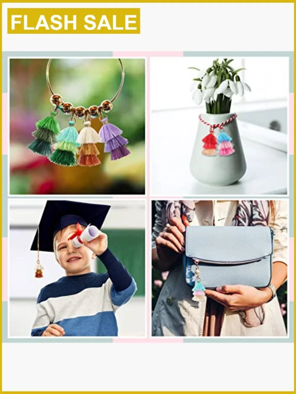 100Pcs Tri-Layered Keychain Tassels Mini Tassel Craft Jewelry Making Earring
